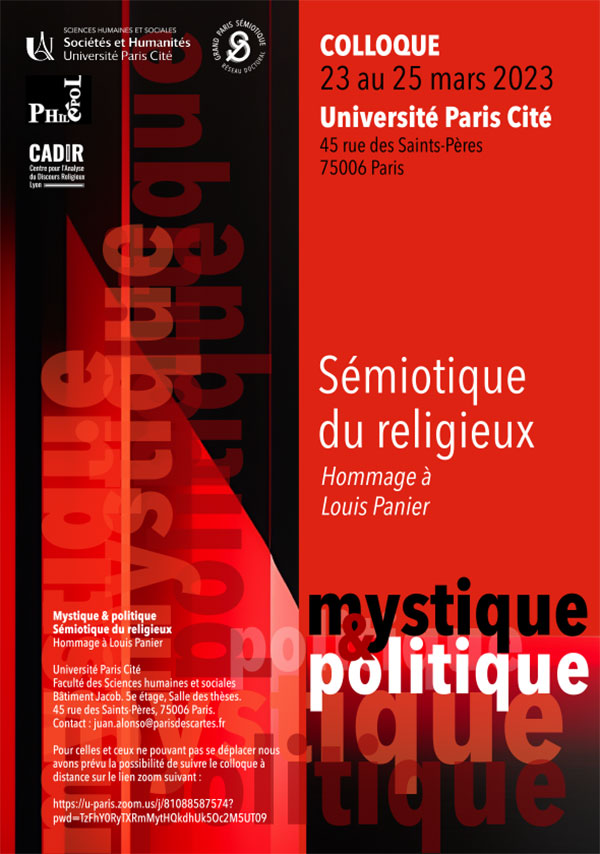 Colloque International: Sémiotique du religieux : entre mystique et politique. Hommage à Louis Panier